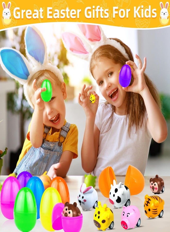 AMENON 12 Pack Prefilled Easter Eggs with Toys Inside, Animals Bunny Pull Back Cars Easter Eggs Filled for Kids Boys Girls Easter Egg Hunt Party Favors Easter Basket Stuffers Essential Filler Classroom Prize - Image 5